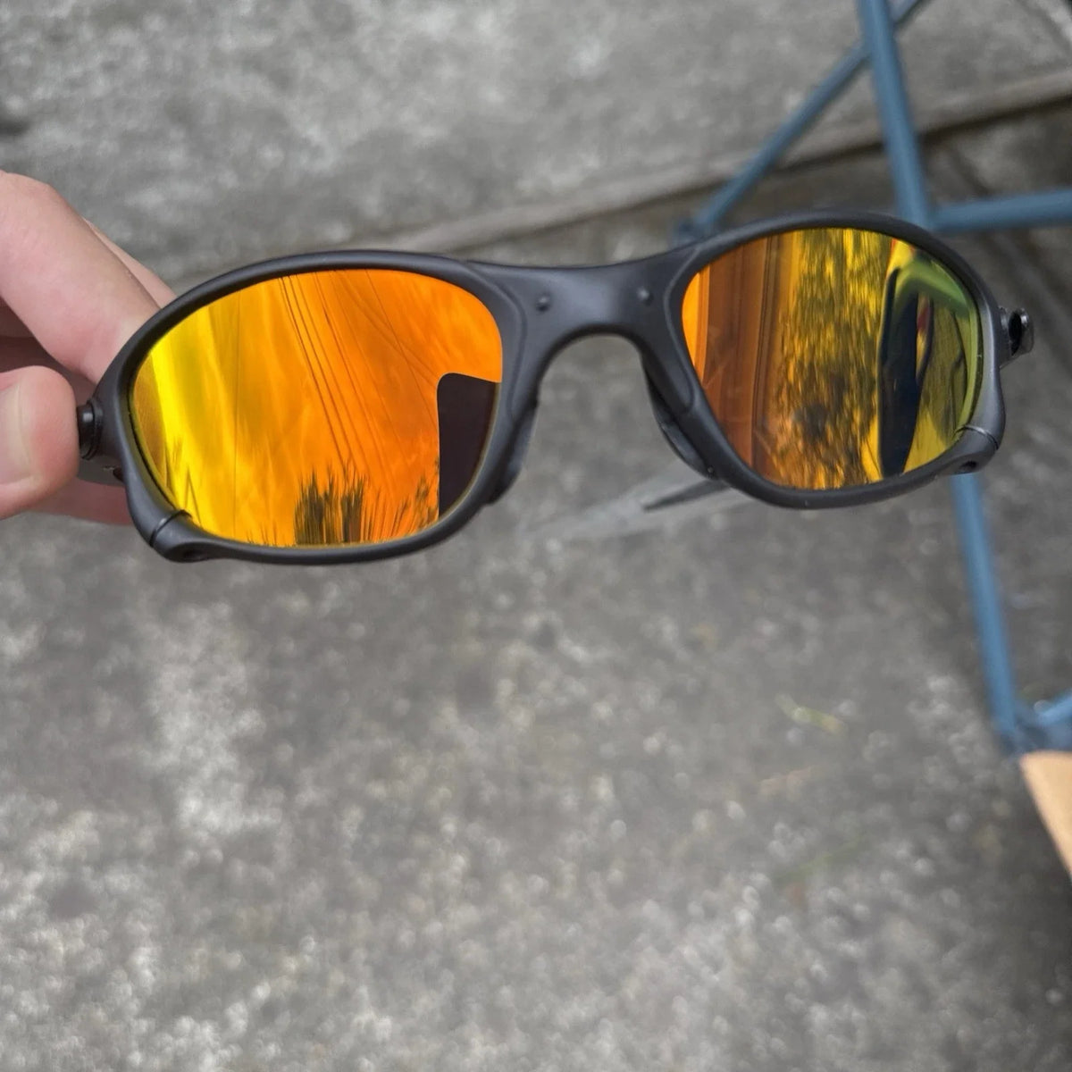 Juliet X-Metal Sunglasses, Blaze Orange Polarized lenses