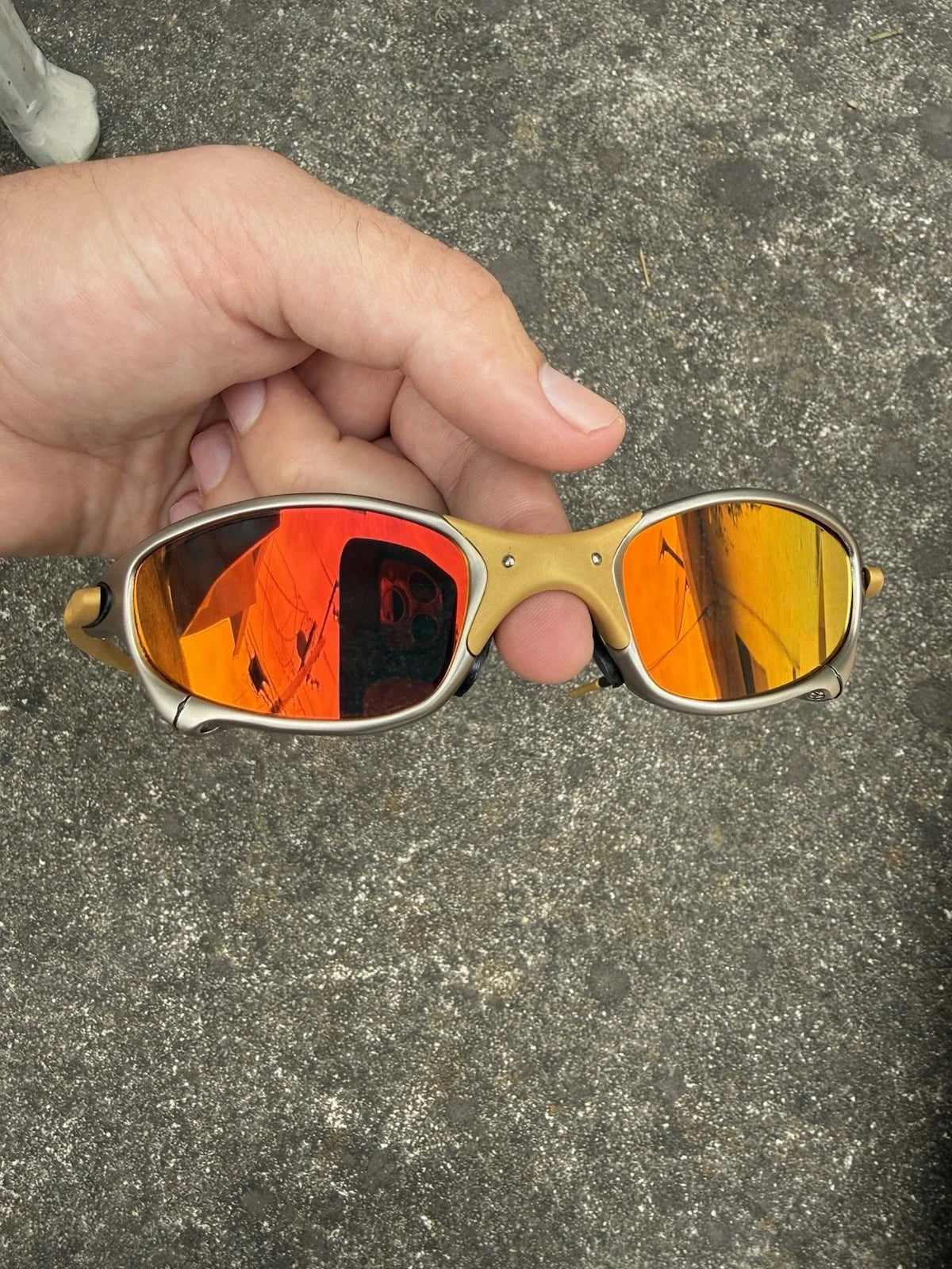 Juliet X-Metal Sunglasses, Fire Iridium lenses, Silver and Yellow frame